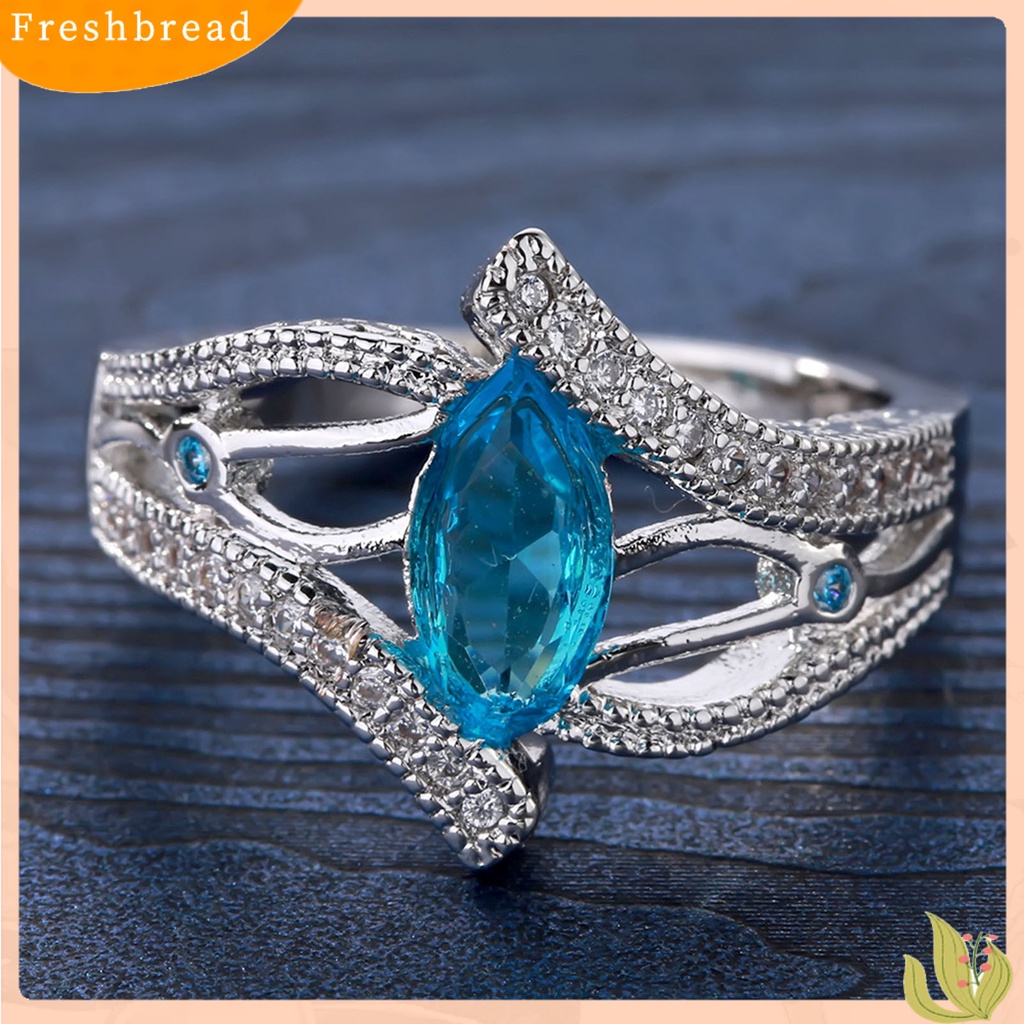 &lt; Freshbread &gt; Band Pernikahan Eye-catching Permukaan Mengkilap Alloy Sparkling Wedding Ring Jewelry Hadiah Ulang Tahun Untuk Pesta