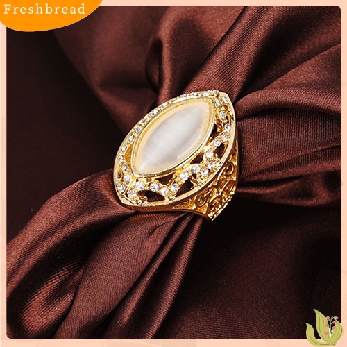 &lt; Freshbread &gt; Wanita Mewah Gaya Royal Berongga Besar Resin Opal Pesta Pernikahan Cincin Perhiasan