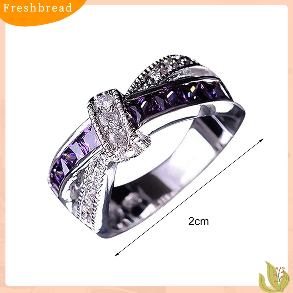 &lt; Freshbread &gt; Cincin Berlian Imitasi Hias Hias Alloy Desain Silang Finger Band Untuk Pesta