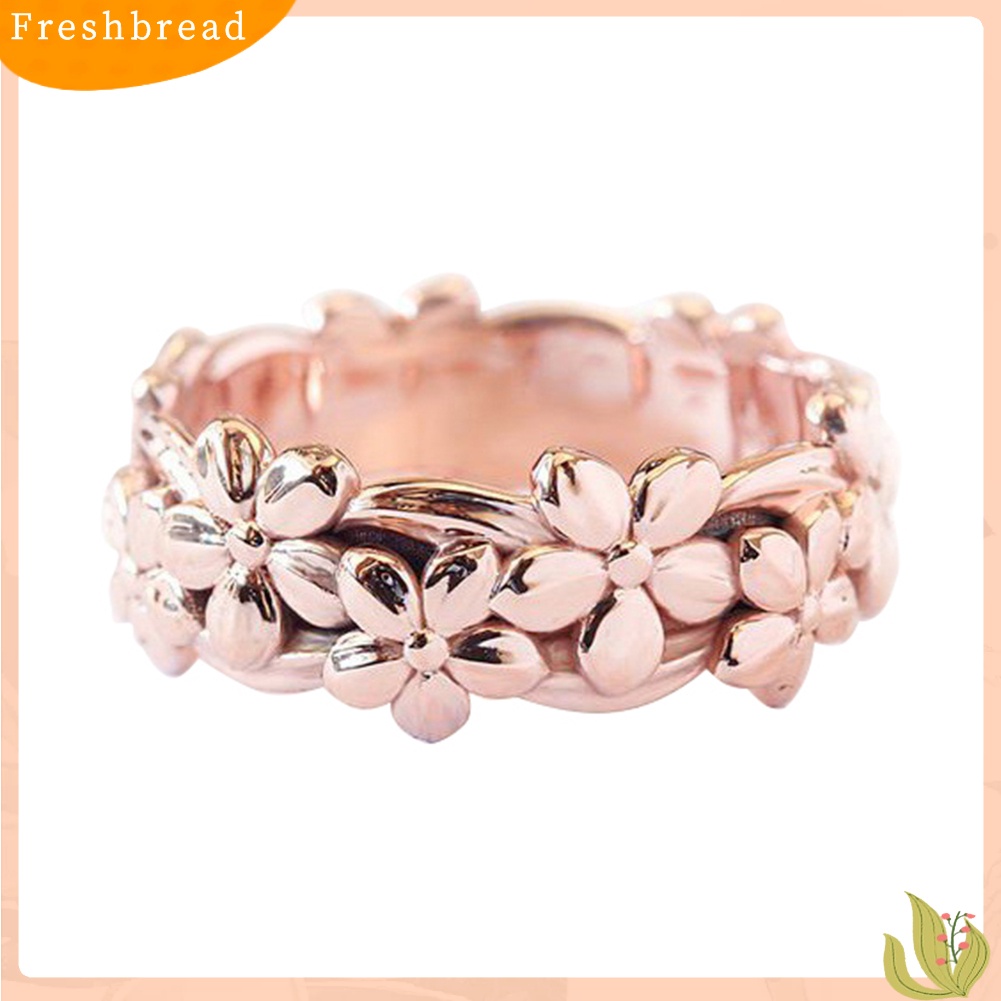 &lt; Freshbread &gt; Lucky Daisy Floral Bunga Jari Cincin Wanita Pertunangan Pernikahan Perhiasan Hadiah