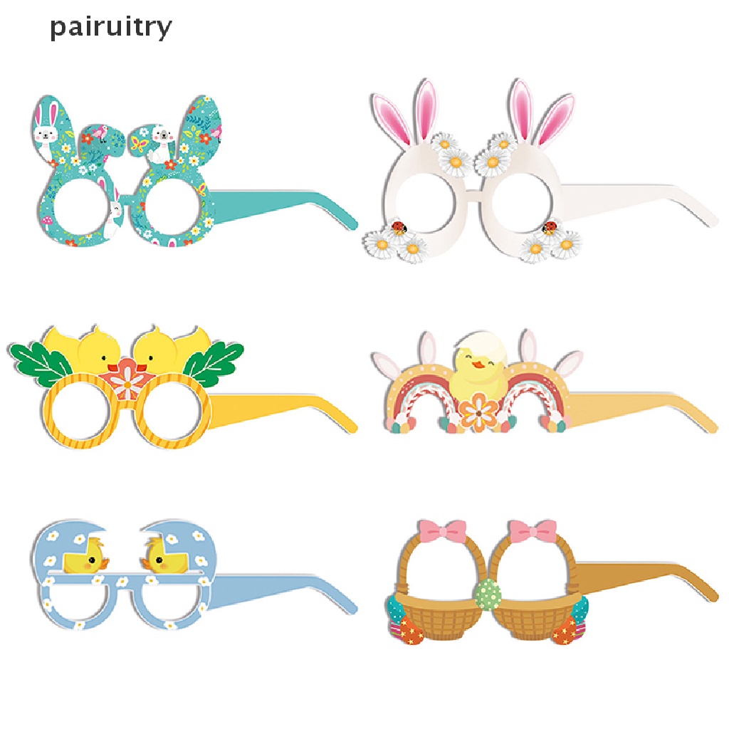 Prt 6Pcs/Pack Easter Fun Glasses Frame Dekorasi Pesta Paskah Gelas Kertas PRT