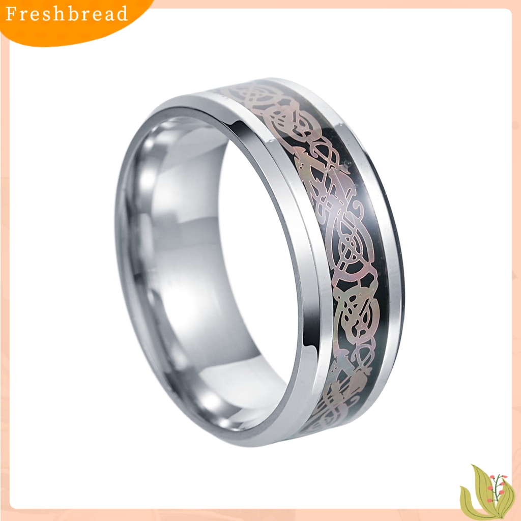 &lt; Freshbread &gt; Finger Ring Plating Anti-fading Halus Ringan Portabel Menghias Baja Titanium Multicolor Print Laki-Laki Cincin Perhiasan Aksesori