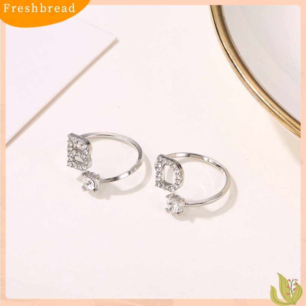 &lt; Freshbread &gt; Adjustable A to Z Alfabet Terbuka Cincin Pasangan Pernikahan Band Perhiasan Aksesori Hadiah