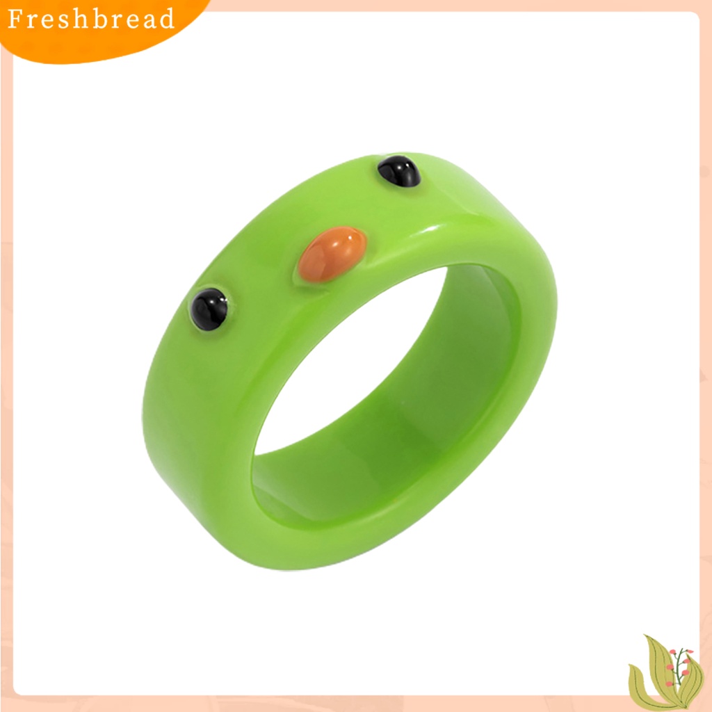 &lt; Freshbread &gt; Bentuk Kodok Warna-Warni Wanita Cincin Resin Pola Hewan Jari Cincin Perhiasan Aksesori