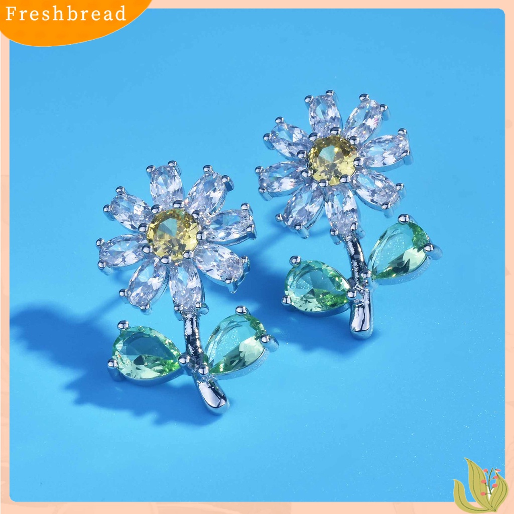 &lt; Freshbread &gt; 1pasang Ear Studs Krisan Kecil Perhiasan Berlian Imitasi Mengkilap Semua Pertandingan Stud Earrings Perhiasan Aksesoris