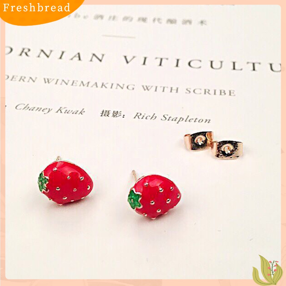 &lt; Freshbread &gt; Lucu Wanita Buah Strawberry Semangka Ladybird Ear Stud Earrings Perhiasan Hadiah