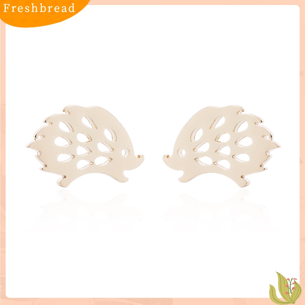 &lt; Freshbread &gt; Stainless Steel Minimalis Berongga Landak Wanita Stud Earrings Perhiasan Hadiah