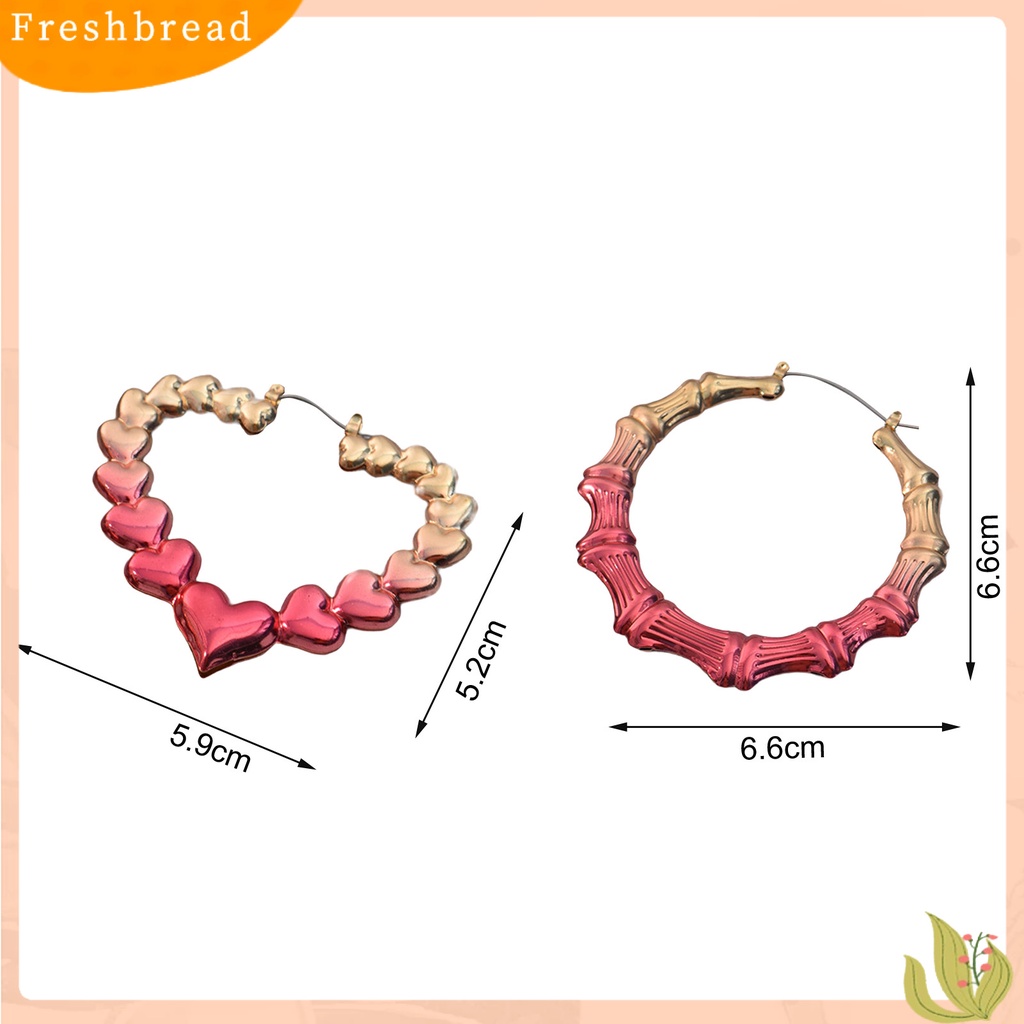 &lt; Freshbread &gt; 1pasang Anting Stud Kepribadian Berlebihan Anting Hoop Bulat Berbentuk Hati Cinta Tiga Dimensi Untuk Pacaran