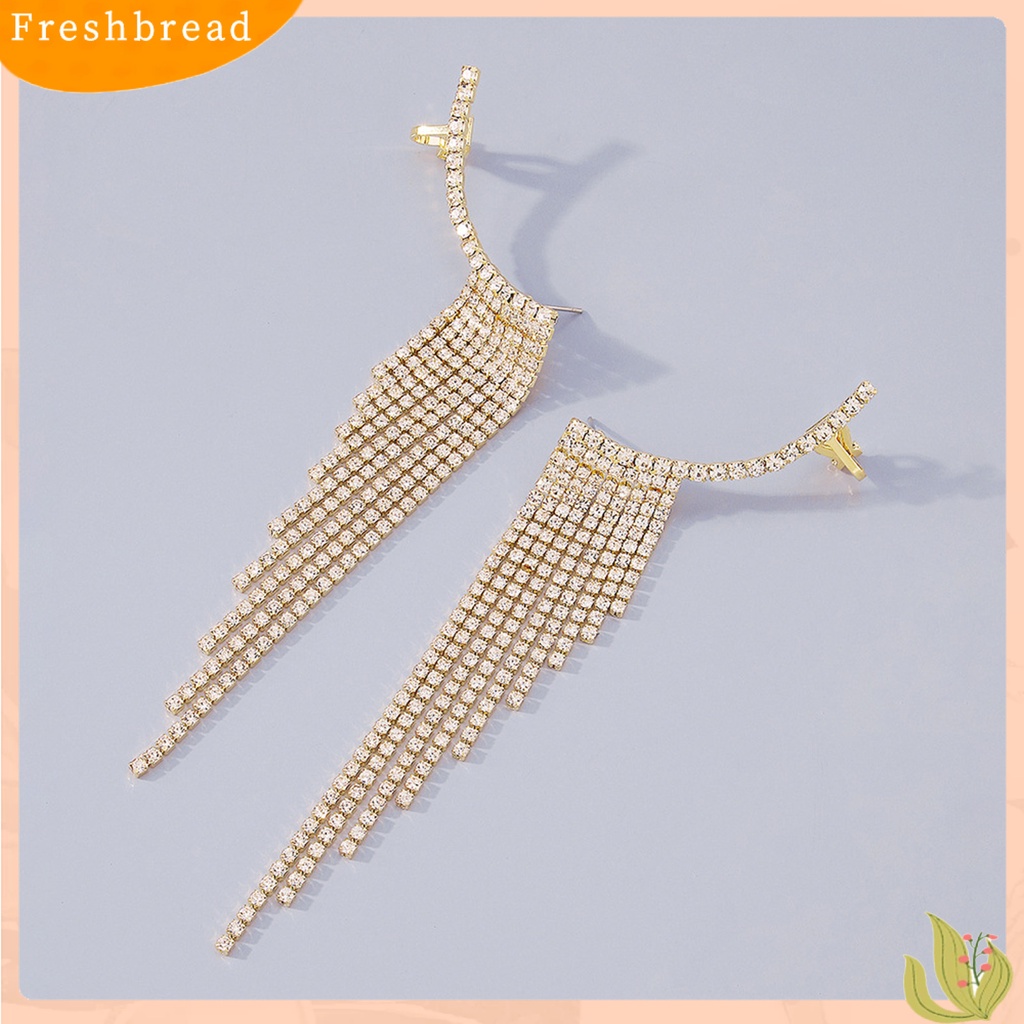 &lt; Freshbread &gt; 1pasang Drop Earrings Mutilayer Jumbai Berlian Imitasi Perhiasan Temperamen Berkilau Menjuntai Anting Untuk Perjamuan