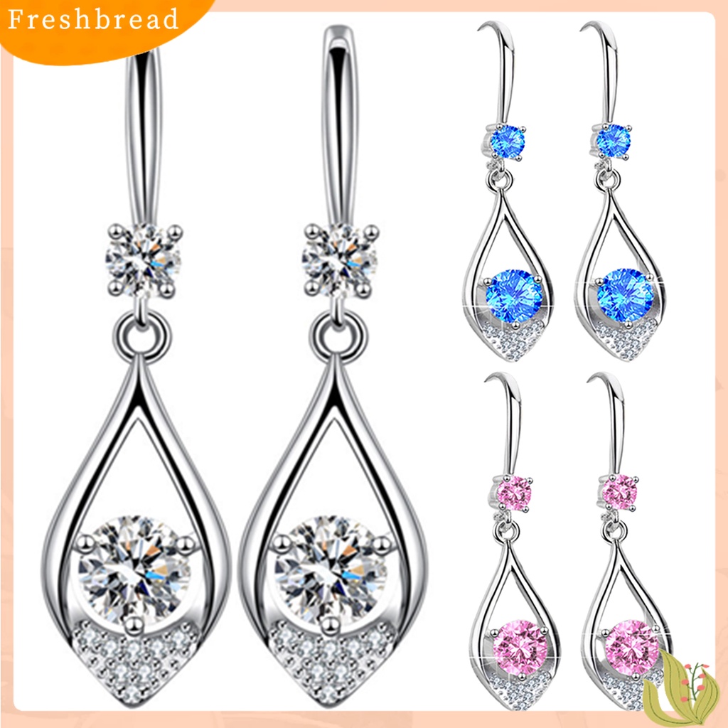 &lt; Freshbread &gt; Fashion Wanita Lucu Tetesan Air Berlian Imitasi Anti-Alergi Kait Anting Eardrop