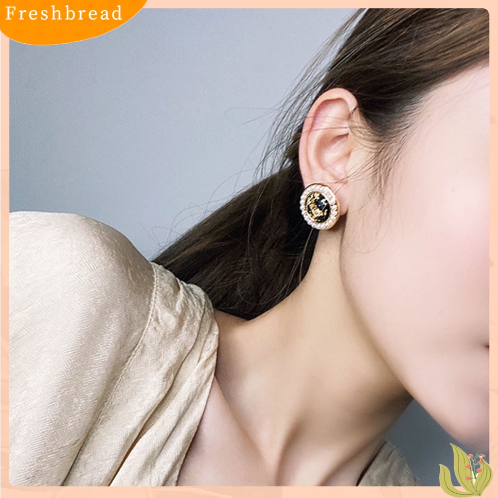 &lt; Freshbread &gt; Lady Stud Earrings Mutiara Imitasi Geometris Berlian Imitasi Semua Cocok Anting Gadis Untuk Hadiah