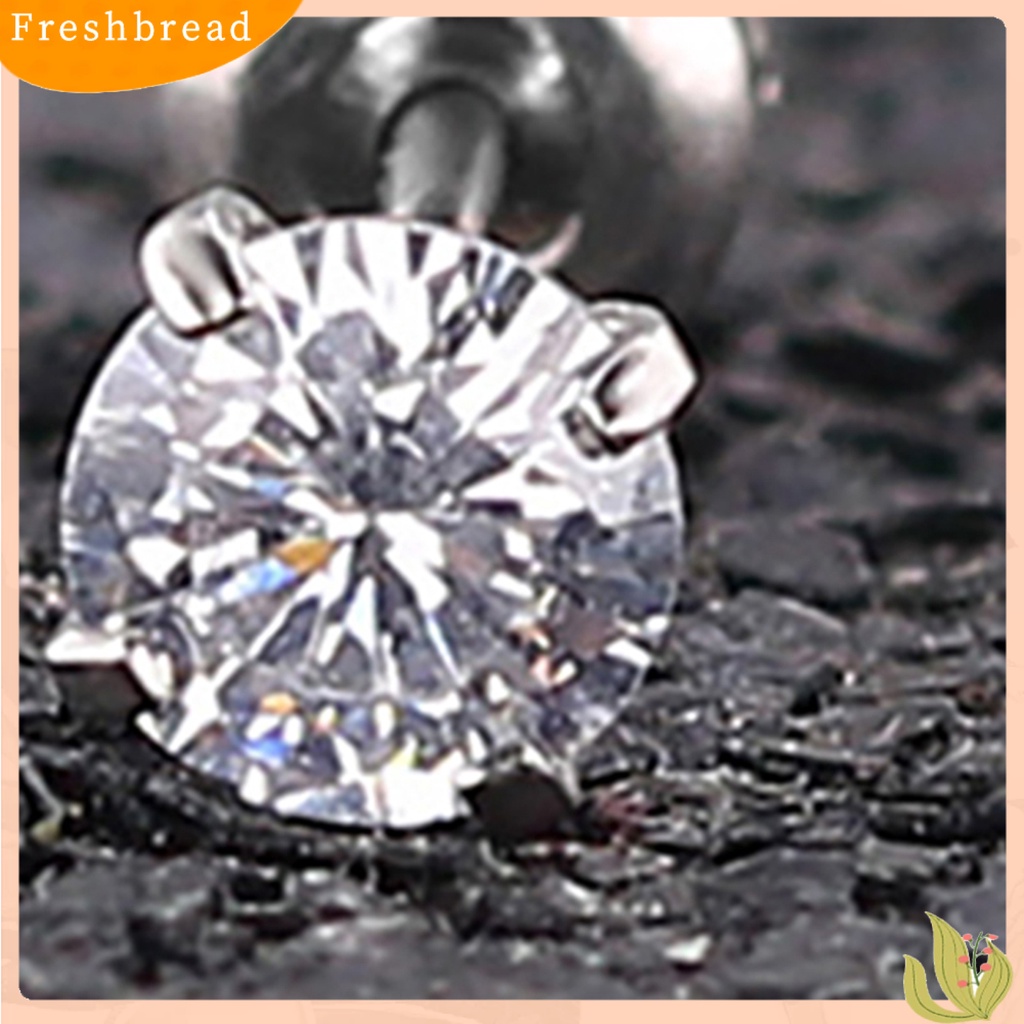 &lt; Freshbread &gt; Anting Giwang Fashionable Unisex Berlian Imitasi Bulat Cubic Zirconia Titanium Steel Untuk Hadiah