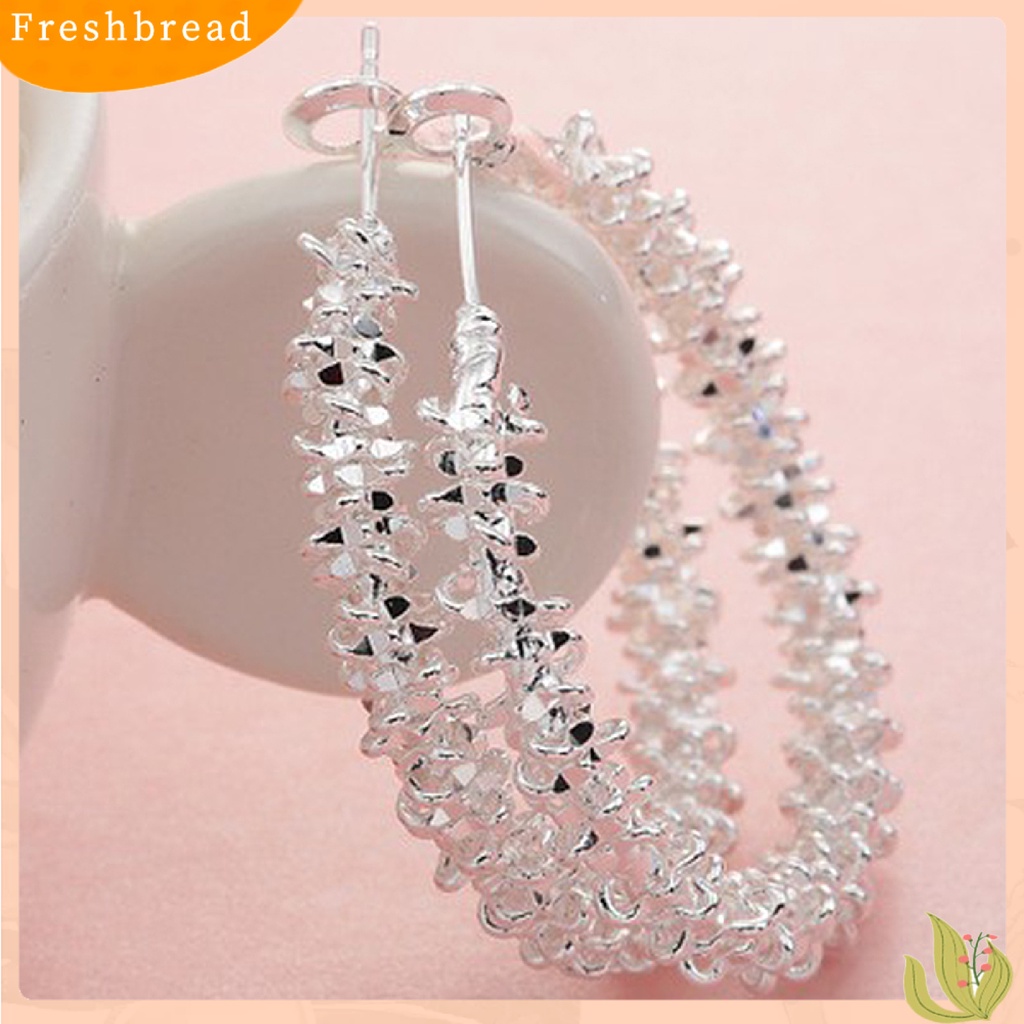 &lt; Freshbread &gt; 1pasang Anting Hoop Ringan Fashion Alloy Tidak Teratur Disimpul Bulat Lingkaran Hoop Earrings Untuk Wanita