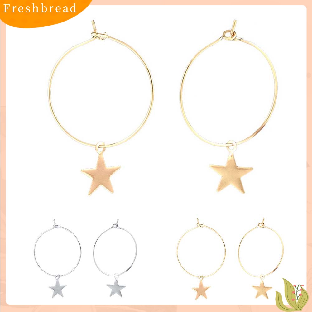 &lt; Freshbread &gt; Fashion Wanita Bintang Sederhana Pesona Lingkaran Besar Anting Hoop Pesta Perhiasan Hadiah