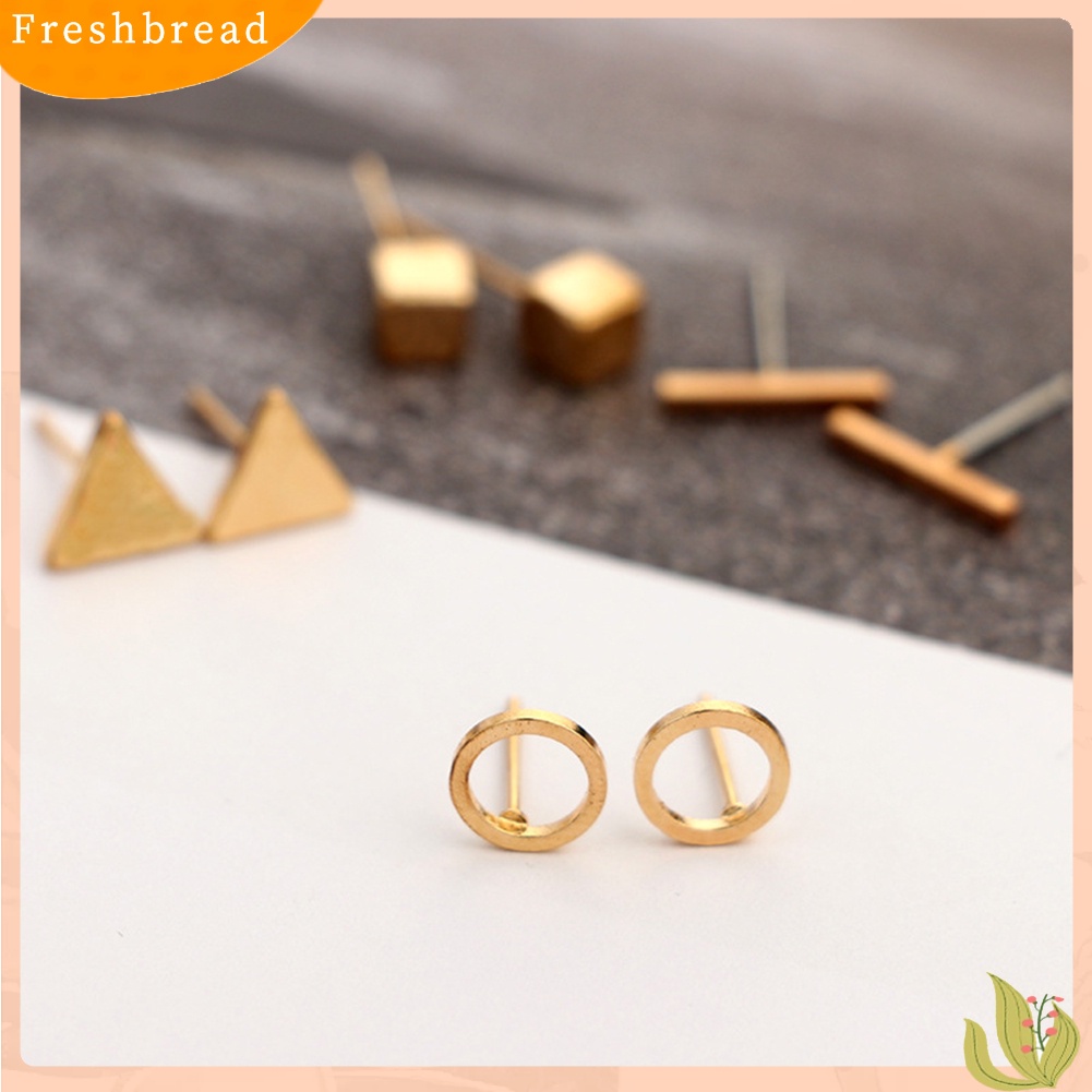 &lt; Freshbread &gt; 8Pcs/Set Mode Geometris Persegi Segitiga Lingkaran Telinga Stud Anting Wanita Hadiah