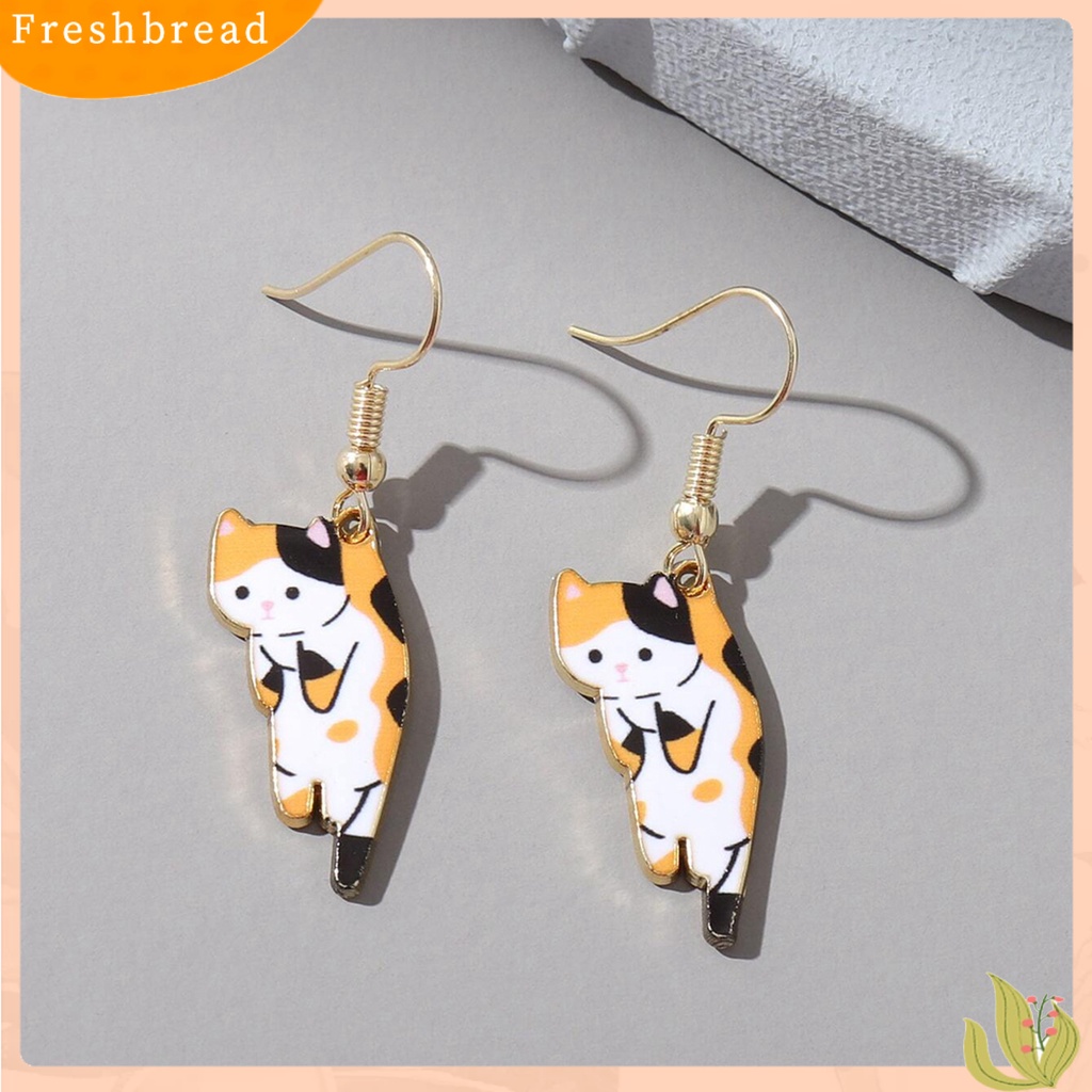 &lt; Freshbread &gt; 1pasang Anting Kait Perhiasan Lapis Hewan Kartun Kilau Terang Drop Earrings Untuk Pacaran