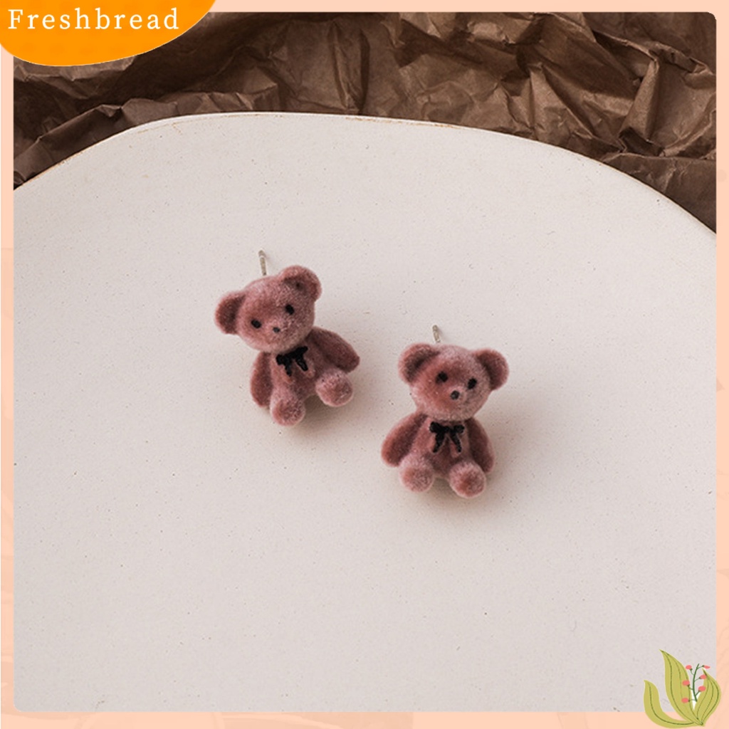 &lt; Freshbread &gt; 1pasang Busur Bentuk Beruang Wanita Anting Paduan Mewah Kartun Telinga Studs Perhiasan Aksesori