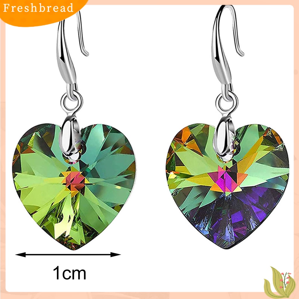 &lt; Freshbread &gt; 1pasang Anting Kait Fashion Semua Cocok Hati Anting Drop Kristal Imitasi Untuk Liburan