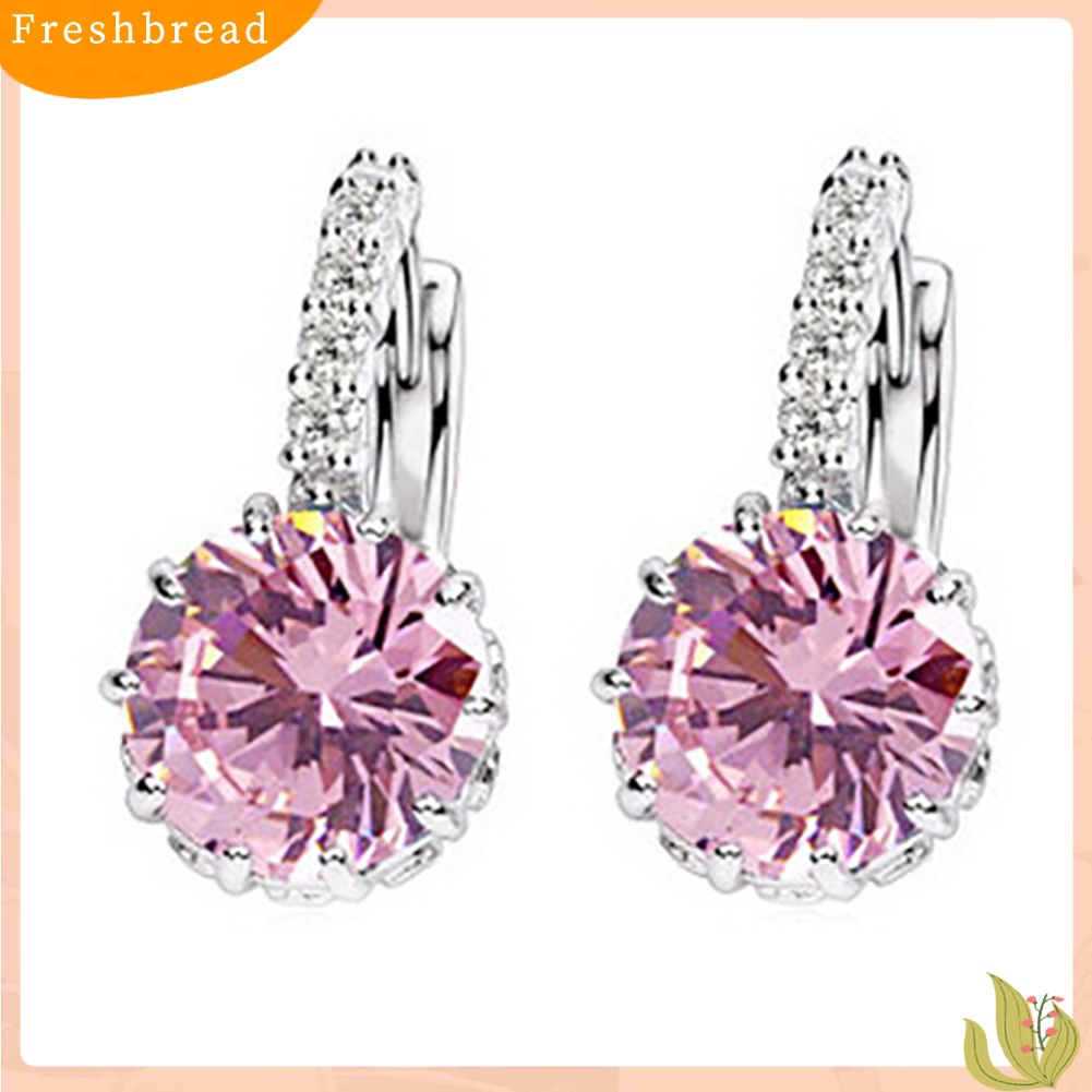 &lt; Freshbread &gt; Wanita Fashion Berlapis Emas 9K Zirkon Berlian Imitasi Huggie Earrings Perhiasan Hadiah