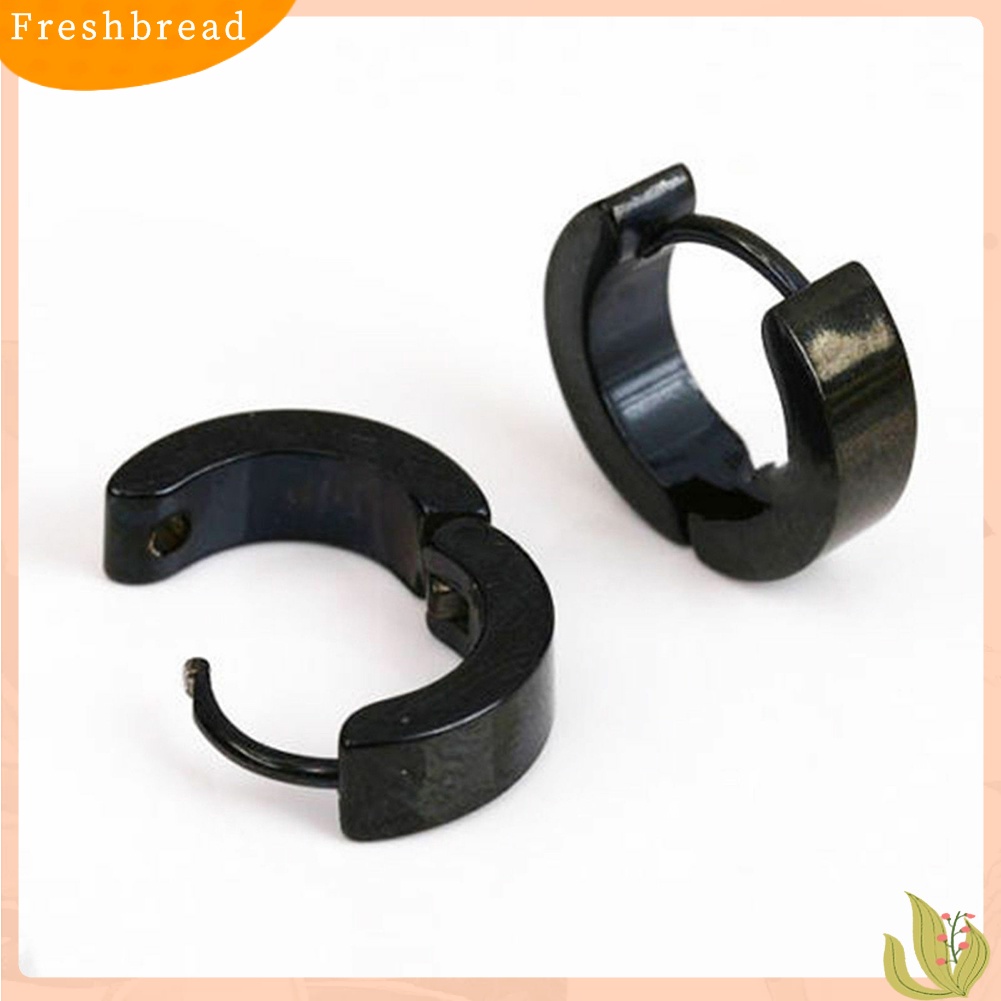 &lt; Freshbread &gt; 1pasang Fashion Keren Pria Stainless Steel Huggie Hoop Earrings Perhiasan Kasual