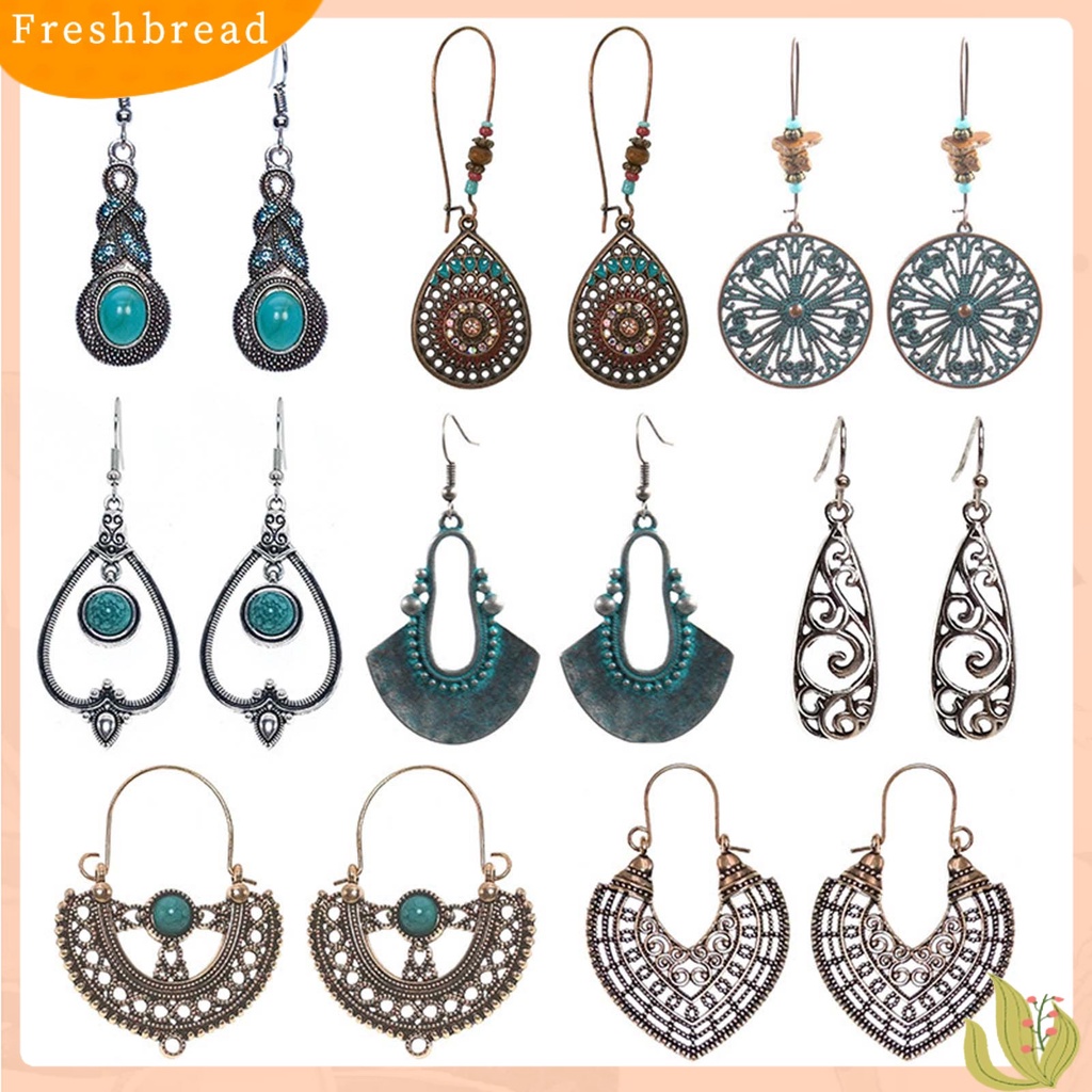 &lt; Freshbread &gt; 1pasang Hiasan Telinga Bentuk Air Terjun Gaya Bohemia Ultra-Ringan Gantung Panjang Vintage Drop Earrings Untuk Wanita