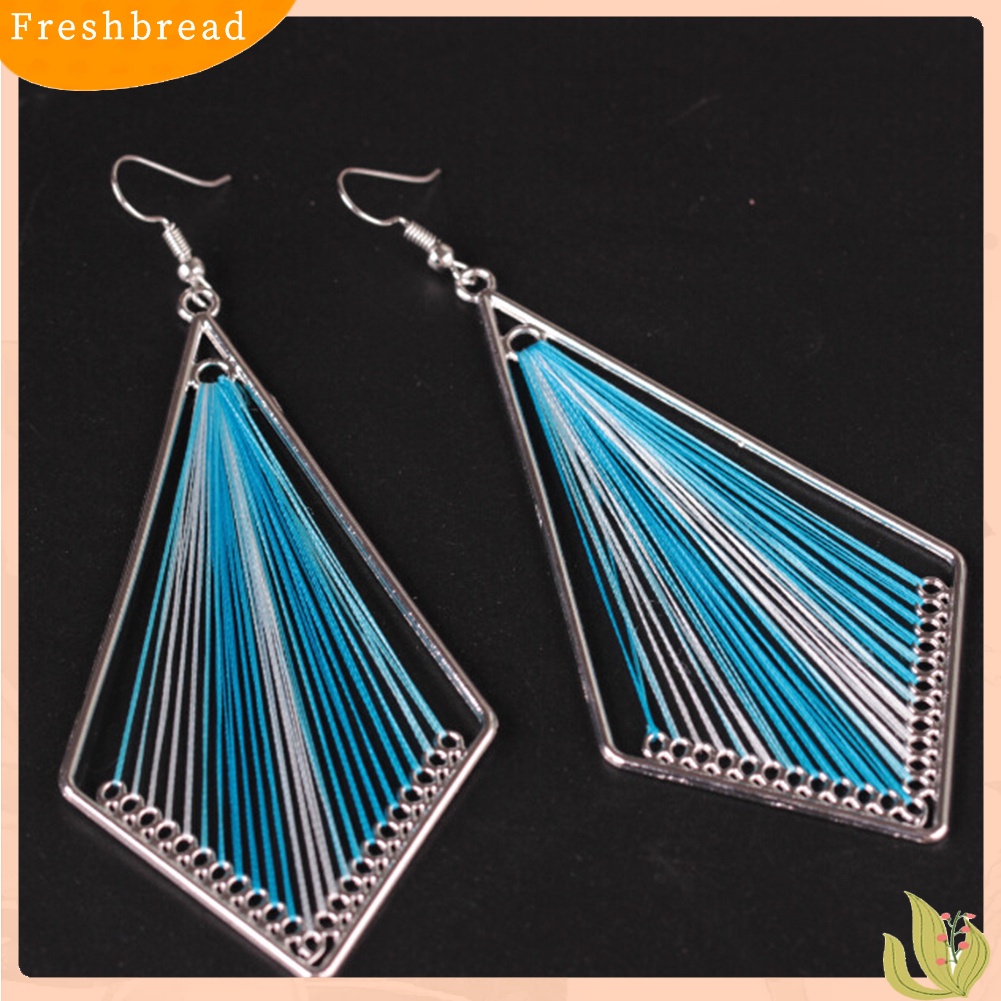 &lt; Freshbread &gt; Bohemian Wanita Multicolor Sutra Geometris Tetesan Air Kait Anting Perhiasan Hadiah