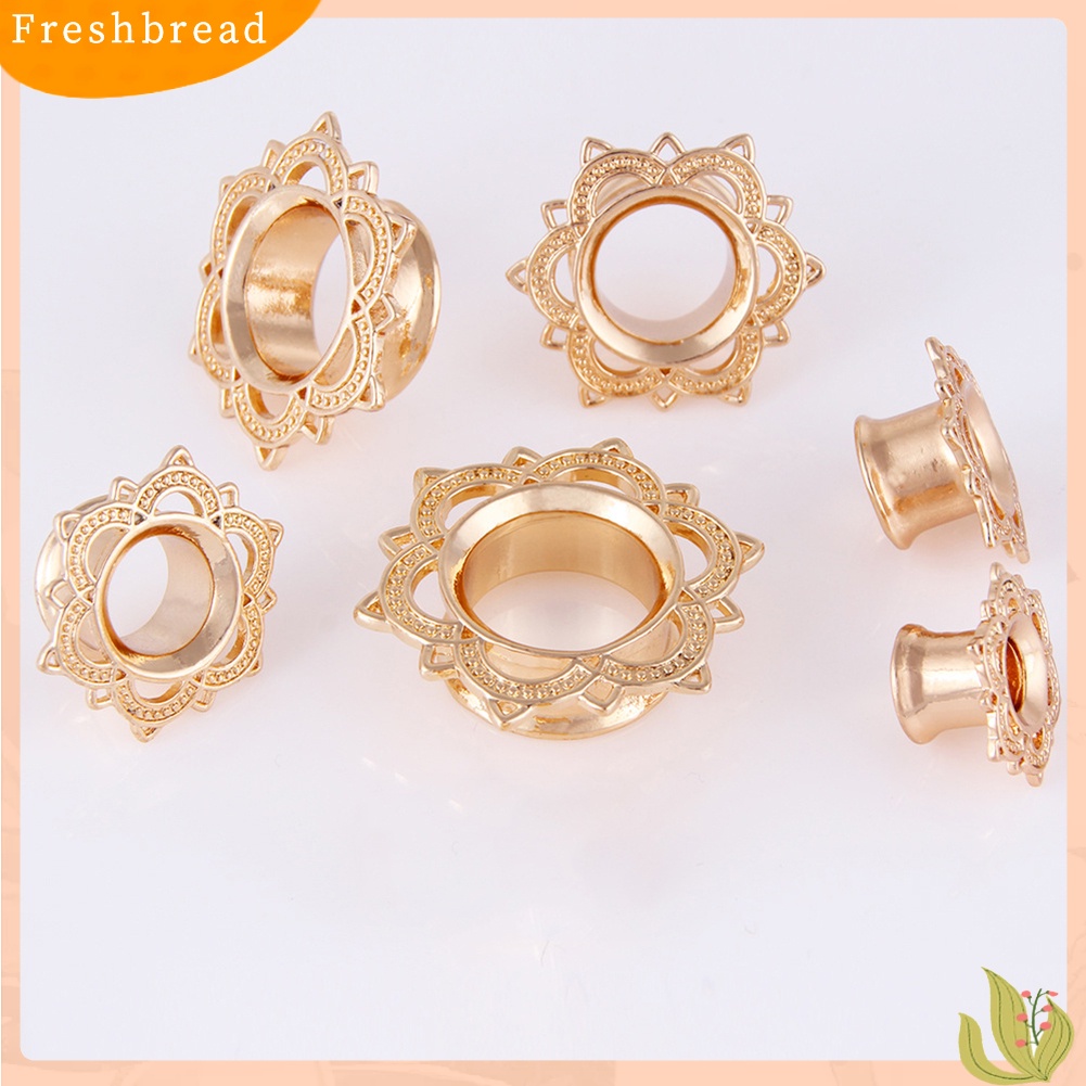 &lt; Freshbread &gt; 1Pc Unisex Bunga Lotus Ear Plug Double Flare Gauge Expander Piercing Perhiasan