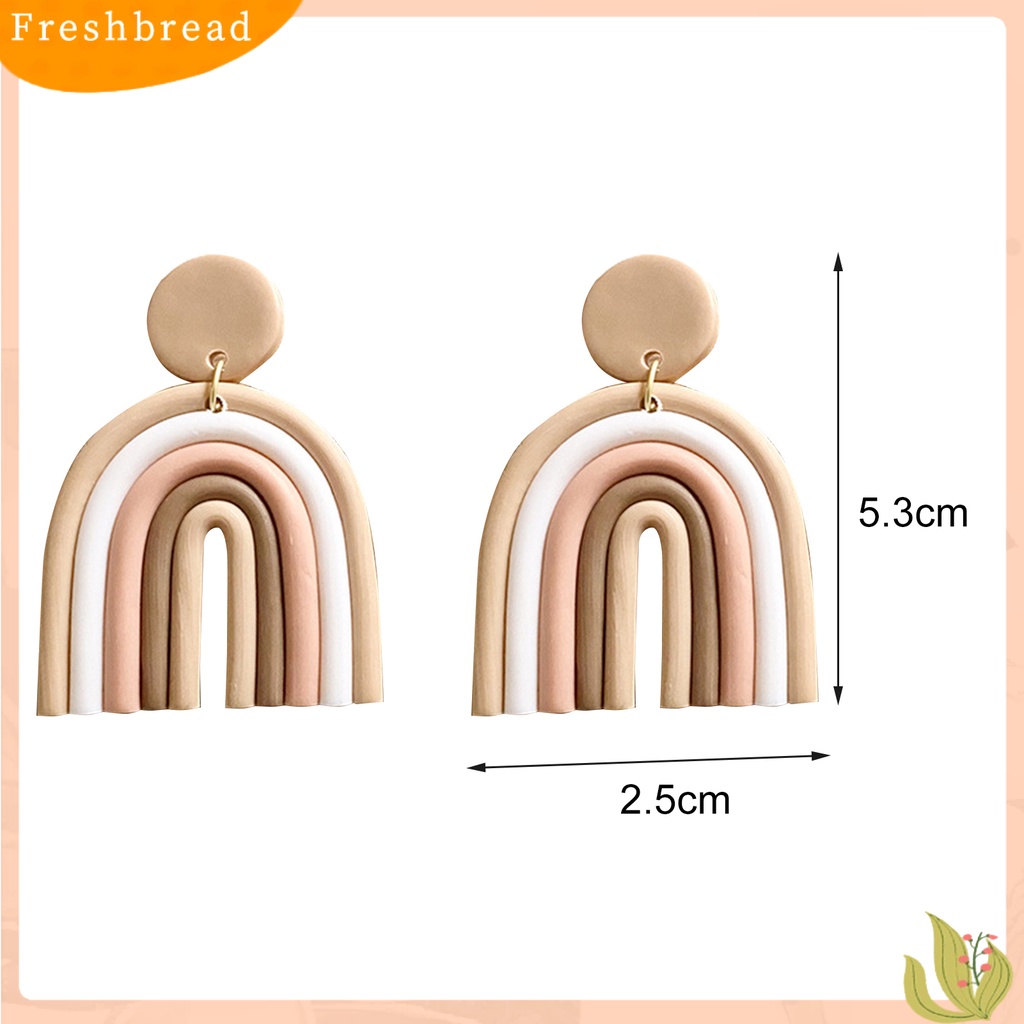 &lt; Freshbread &gt; 1pasang Anting Drop Geometris Bentuk U Clay Polimer Warna-Warni Semua Cocok Anting Tusuk Bohemian Untuk Pacaran