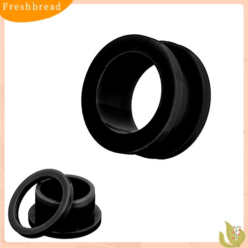 &lt; Freshbread &gt; 1pasang Katrol Desain Berongga Besar Flare Earring Ear Gauges Ring Soft Plugs Tunnels