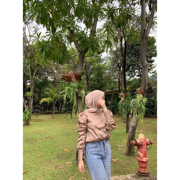 BEFAST - ZFS OOTD BLOUSE RAINIA / BELLPUFF SATEEN SILK PREMIUM BLOUSE / Pakaian Wanita Model Terbaru / Blouse Polos Formal / Outfit Daily Wanita Kerja / Fashion kekinian Remaja ABG Trendy / Blouse Sateen Lengan Panjang / OOTD Wanita Hijab Style Terlaris