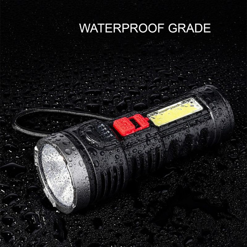Senter LED Cas Super Terang Jarak Jauh  + COB 4 Mode Emergency USB Recharge Anti Air