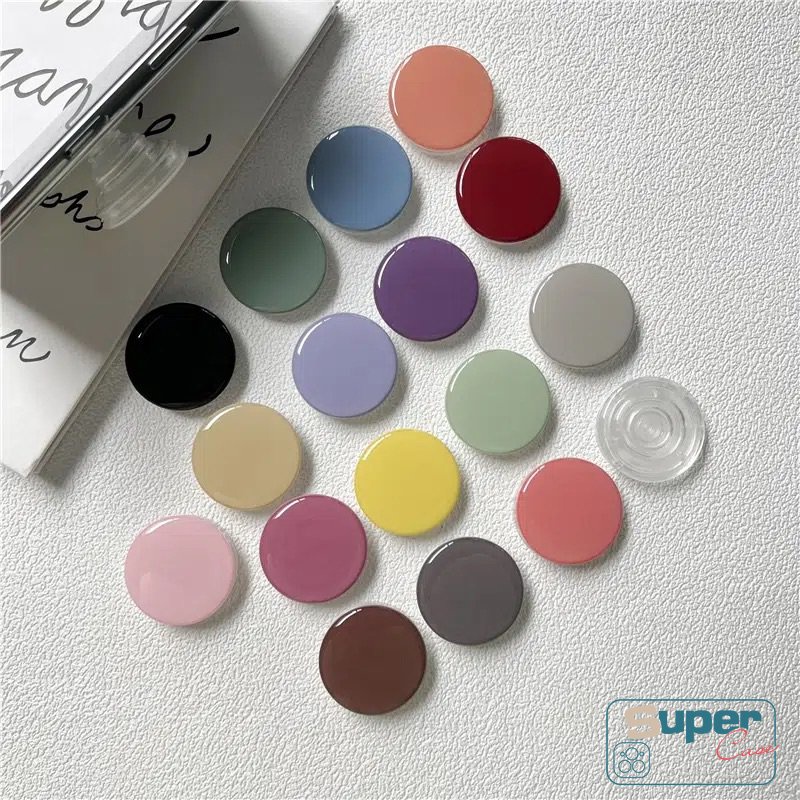 Epoxy Airbag Handphone Grips Bracket Macaron Solid Pure Candy Color Universal Lipat Dudukan Ponsel Jari Holder