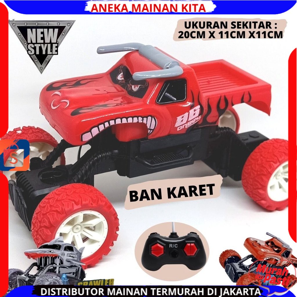 Mainan Anak Mobil RC Rock Crawler Shark Monster Remote Control Hiu