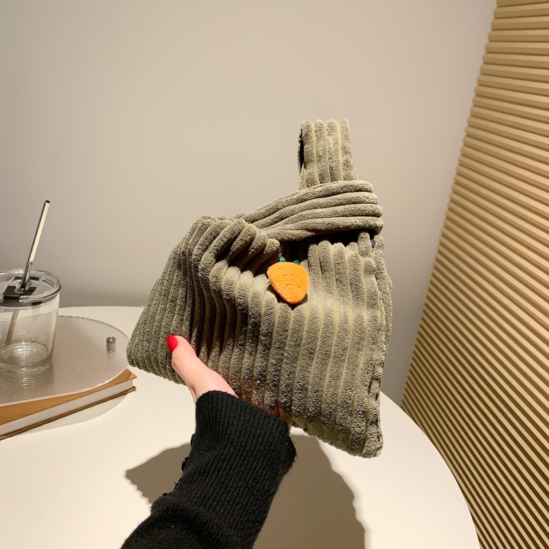 TAS CORDUROY KNOT BAG MINI DUMPLING BAG TREND KNITTED BAG Tas Rajut Portable Salur Korean Totebag Handbag Korea Buffolow Thailand Kekinian