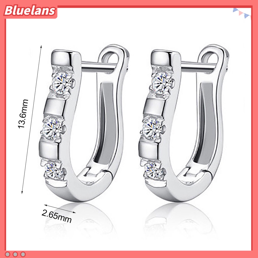 {In Stock} 1pasang Fashion U-Shape Cubic Zircon Hias Wanita Pesona Perhiasan Pesta Anting Tindik
