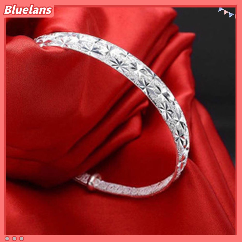 {In Stock} Wanita Fashion Bintang Ukir Cuff Bangle Gelang Hadiah Perhiasan Pertunangan Pernikahan