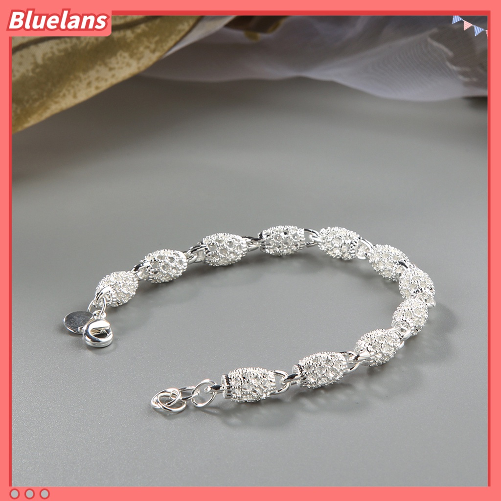 {In Stock} Gelang Elegan Anti Karat Wanita Rantai Bangle Bola Hollow Lapis Silver Untuk Travel