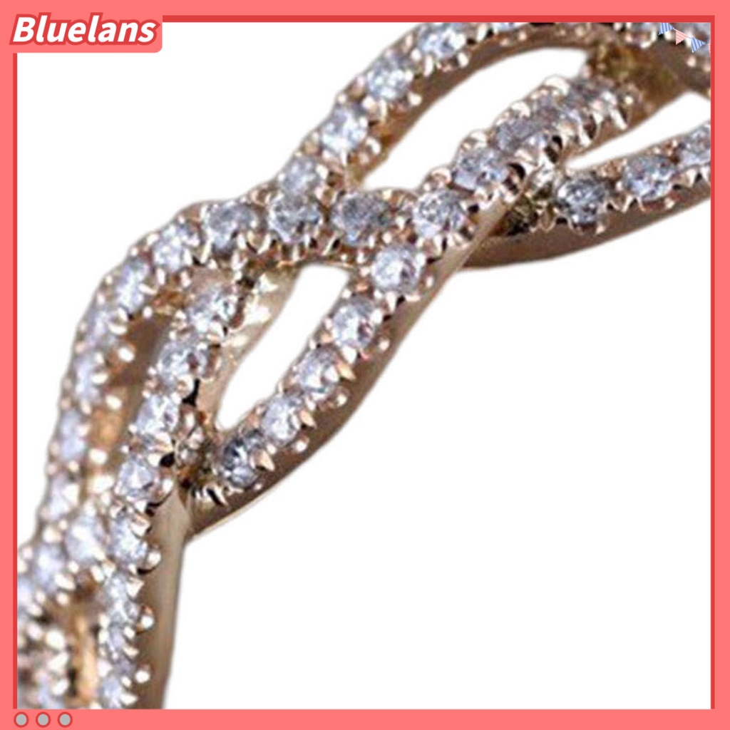 {In Stock} Cincin Wanita Bentuk Melintir Berlian Imitasi Perhiasan Fashion Penampilan Electroplated Finger Ring Untuk Pernikahan