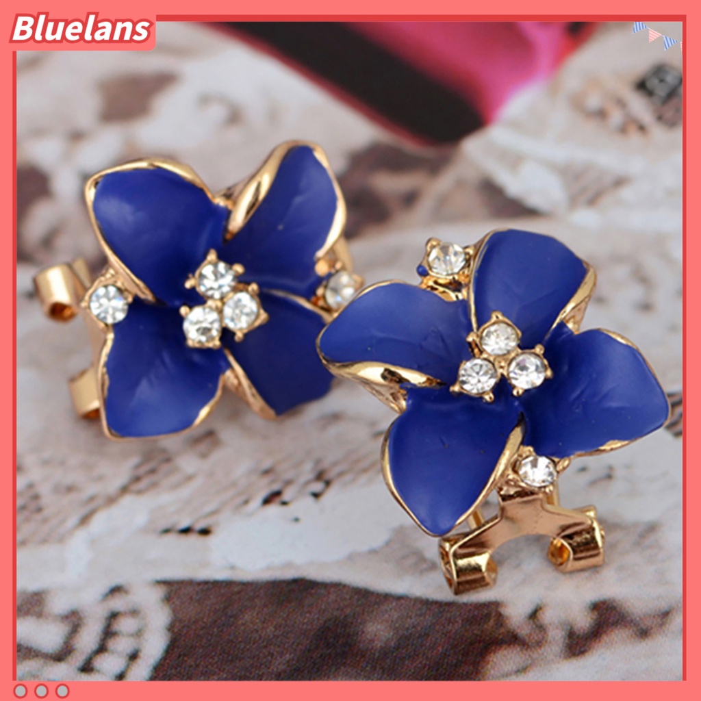 {In Stock} 1pasang Wanita Fashion Elegan Kristal Imitasi Camelia Ear Studs Earrings Perhiasan Untuk Pakaian Sehari-Hari