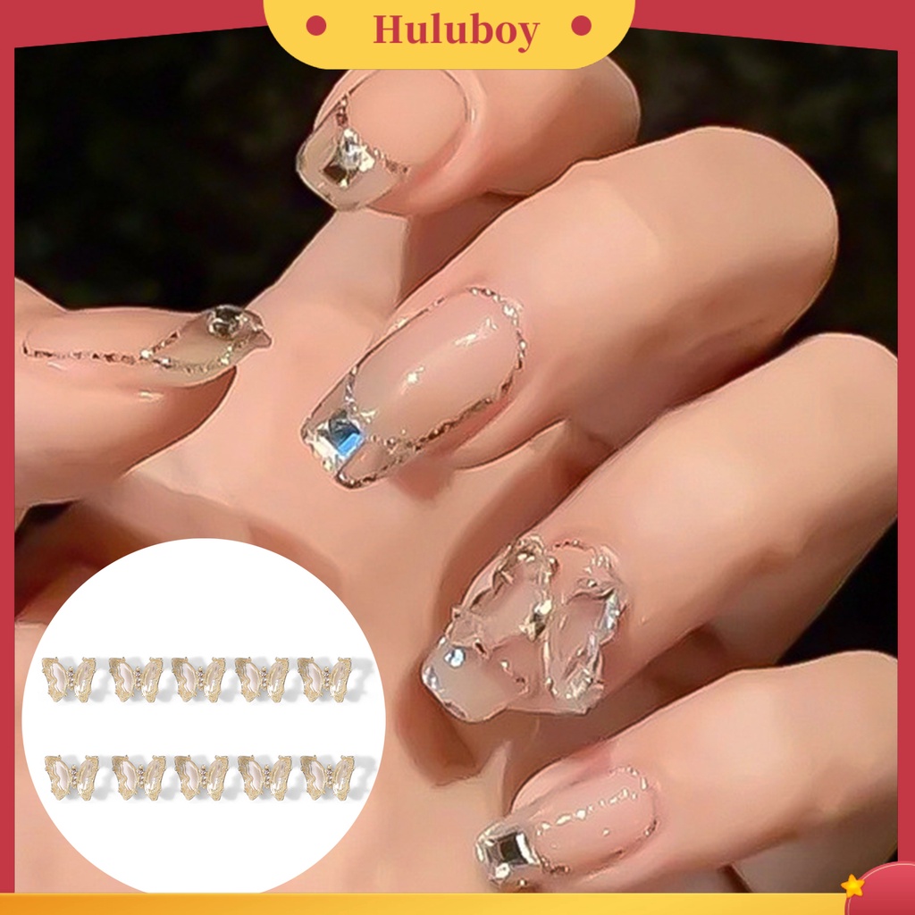 {In Stock} 10Pcs Dekorasi Kuku Bentuk Indah 3D Efek Visual Warna Vibrant Tampil Realistis Warna-Warni Kupu-Kupu DIY Nail Art Ornamen Pesta Nikmat Perlengkapan Kuku