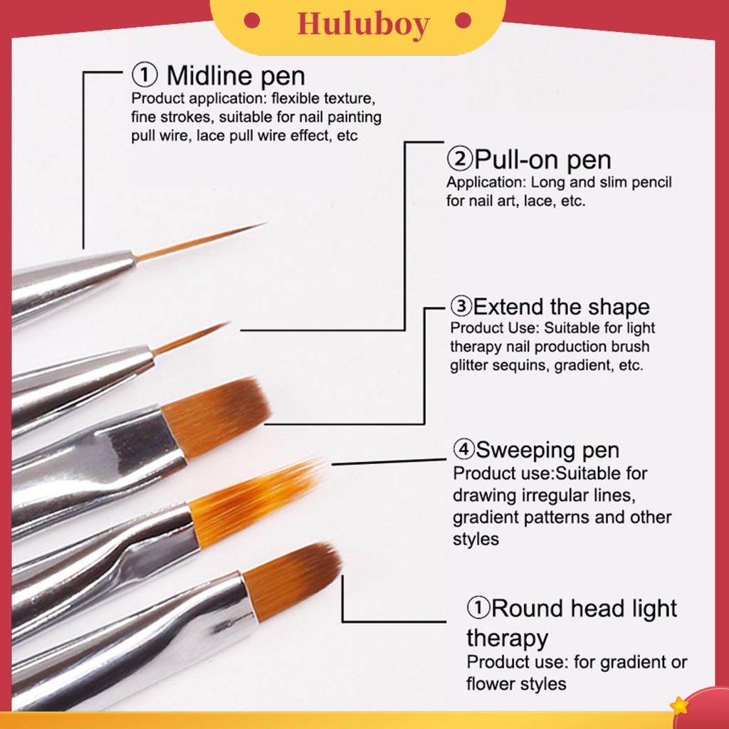 {In Stock} Kuas Nail Art UV Gel Ukir Multifungsi Nail Art Alat Nail Borstel Bubuk Cair Akrilik Lukisan Pena Perlengkapan Kuku