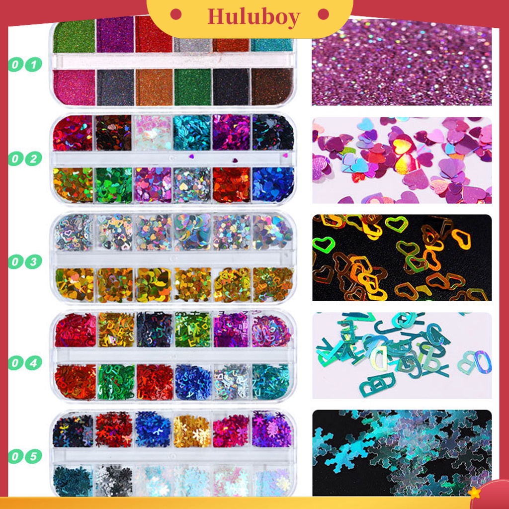 {In Stock} Desain Huruf Bentuk Hati Ultra-Tipis Beauty Woman Nail Care Polish Sequin Untuk Pesta