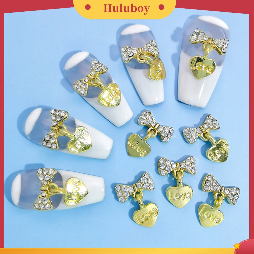 {In Stock} 10Pcs Ornamen Manicure Shiny Efek Visual Kreatif Bentuk Desain Berlian Imitasi Berkilau Hias Alloy 3D DIY Nail Art Perhiasan Manicure Ornaments Untuk Salon Kuku