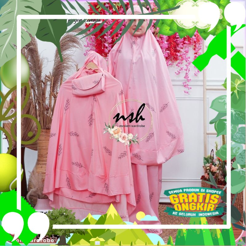 Mukena Couple Ibu dan Anak Rayon Cemara ABS / MUKENA KAPEL IBU DAN ANAK 3-8 tahun/ Trendy Modis
