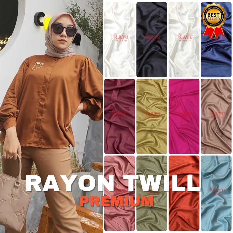 Kain Katun Rayon Twill Polos Premium | Kain Katun Rayon Polos