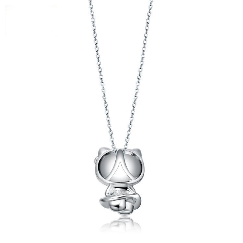 Goldkingdom Aksesoris Perhiasan Fashion Ready Stock Fashion Perak Lapis Kitty Liontin Korea Kitty Kucing Wanita Kerah Rantai