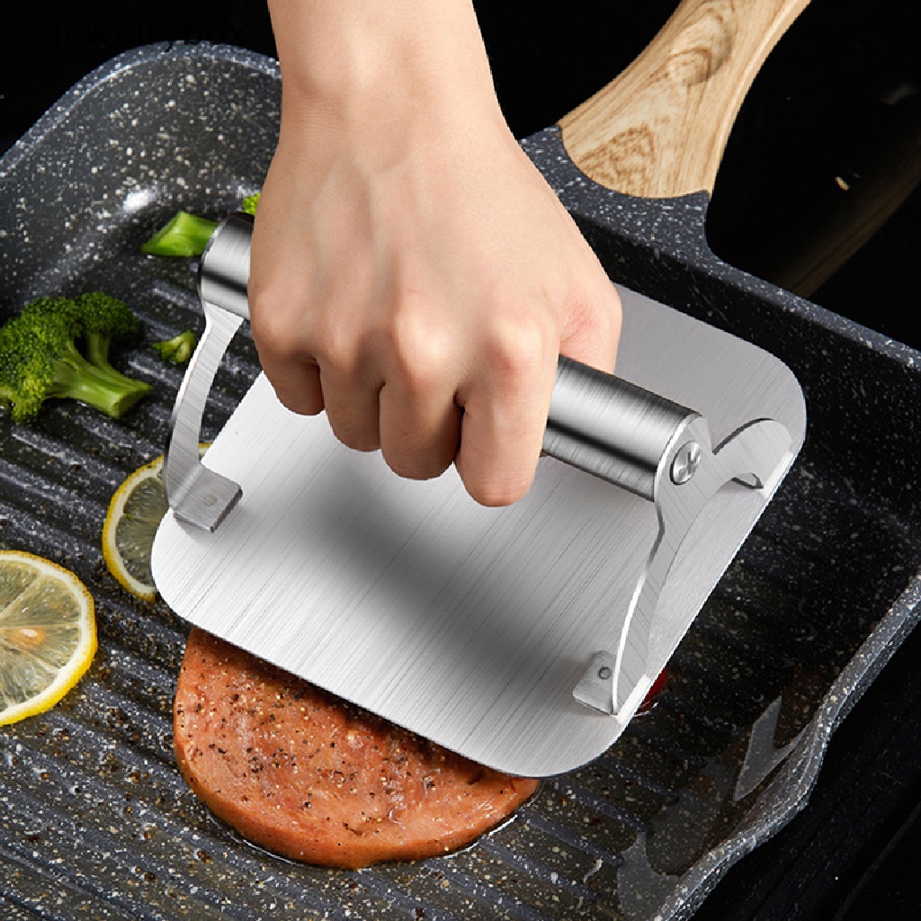 [jewelrybox] Smash Burger Press Burger Press Patty Maker Stainless Steel Anti Lengket Professional Heat-resisg Burger Smasher Griddle Butik