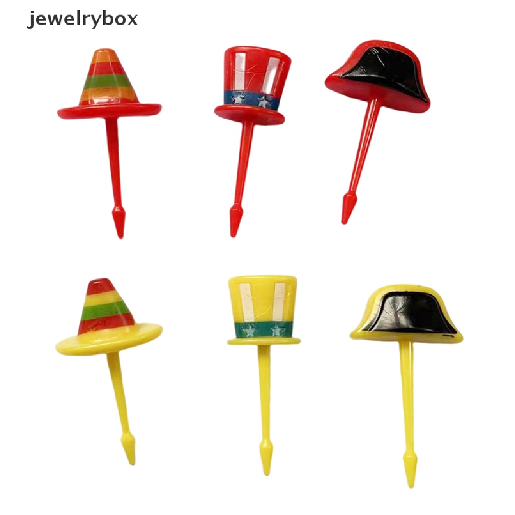 [jewelrybox] 1set Topi Kartun Lucu Anak Garpu Buah Plastik Bento Lunch Dessert Tusuk Gigi Butik