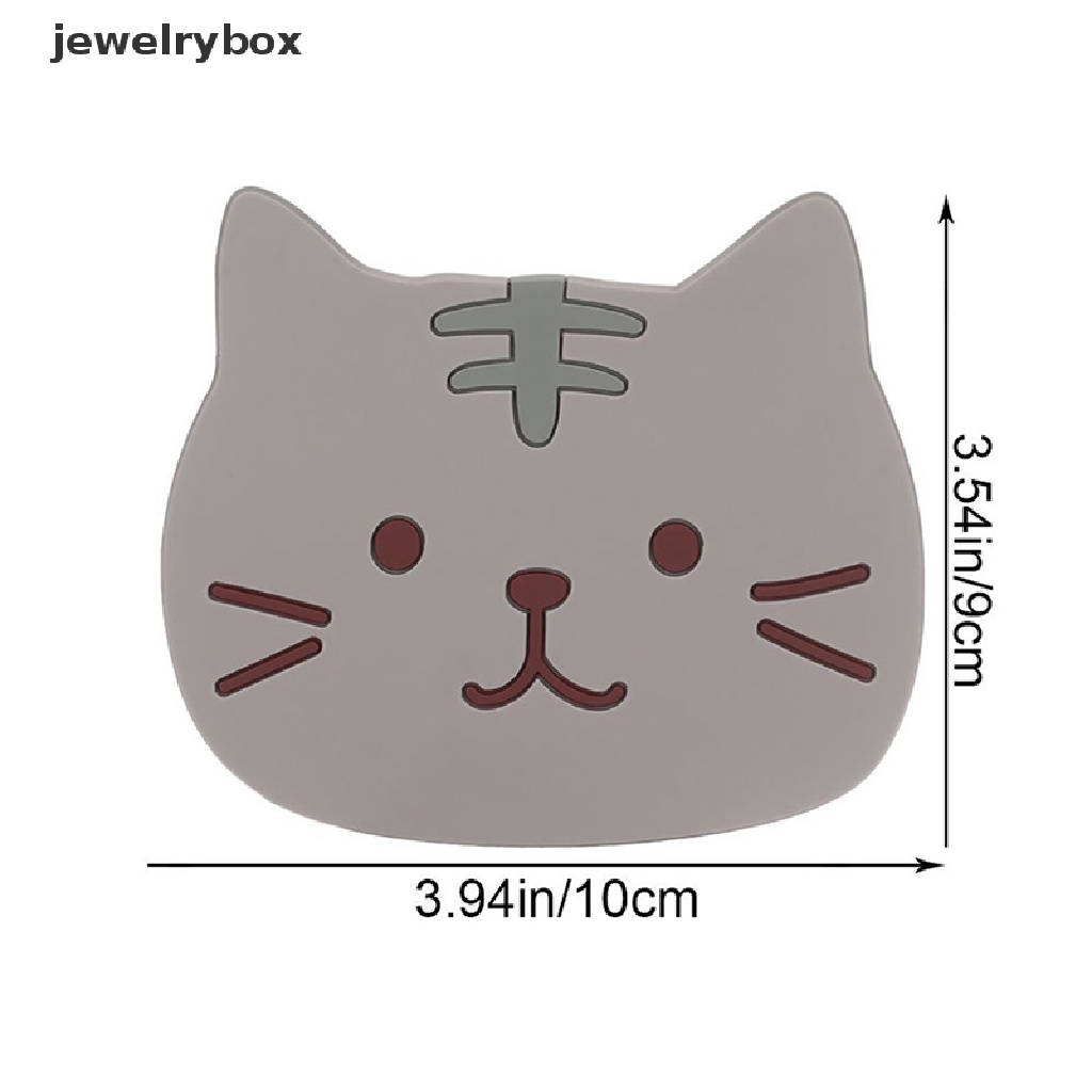 [jewelrybox] Kartun Kucing Berbentuk Tikar Teh Cangkir Pemegang Tikar Kopi Minuman Coaster Insulated Pad Butik