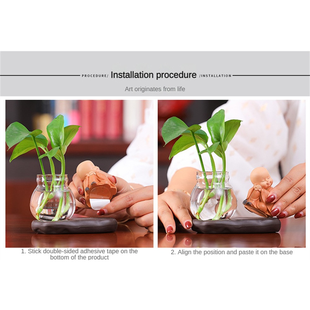 Vase Tanaman Hidroponik Vas Biksu Buddha Dekorasi Pot Bunga Kreatif Patung Buddha Hidroponik Hadiah Dekorasi Taman Rumah